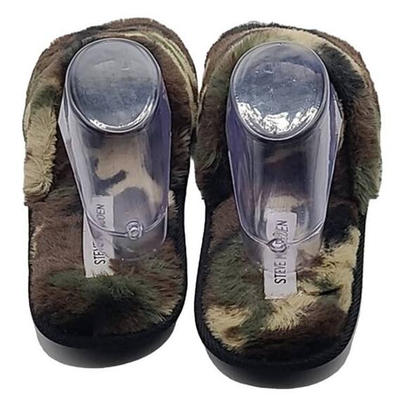 Steve Madden Women’s Camo Faux Fur Slip-On Slippers Size 10M Cozy Slide NWOT - Picture 5 of 6